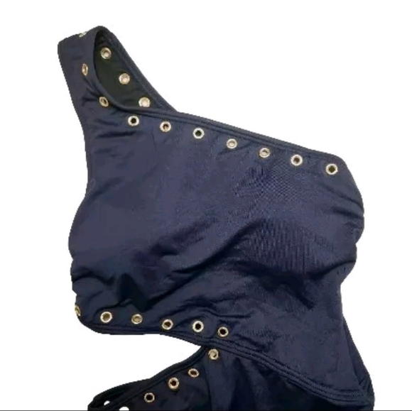 Michael Michael Kors Womens Navy Grommet Cut Out One Piece Swimsuit-Size XS - Picture 2 of 7